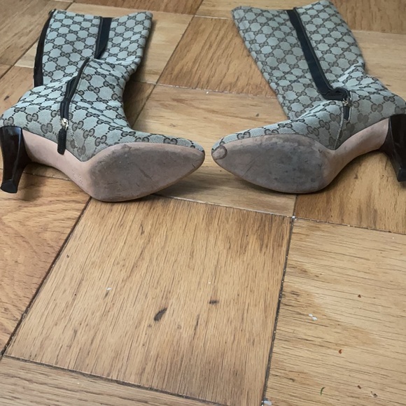 Gucci Beige and Black Heeled Boots - Picture 3 of 6